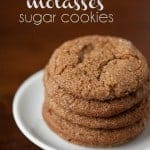 a stack of homemade molasses sugar cookies