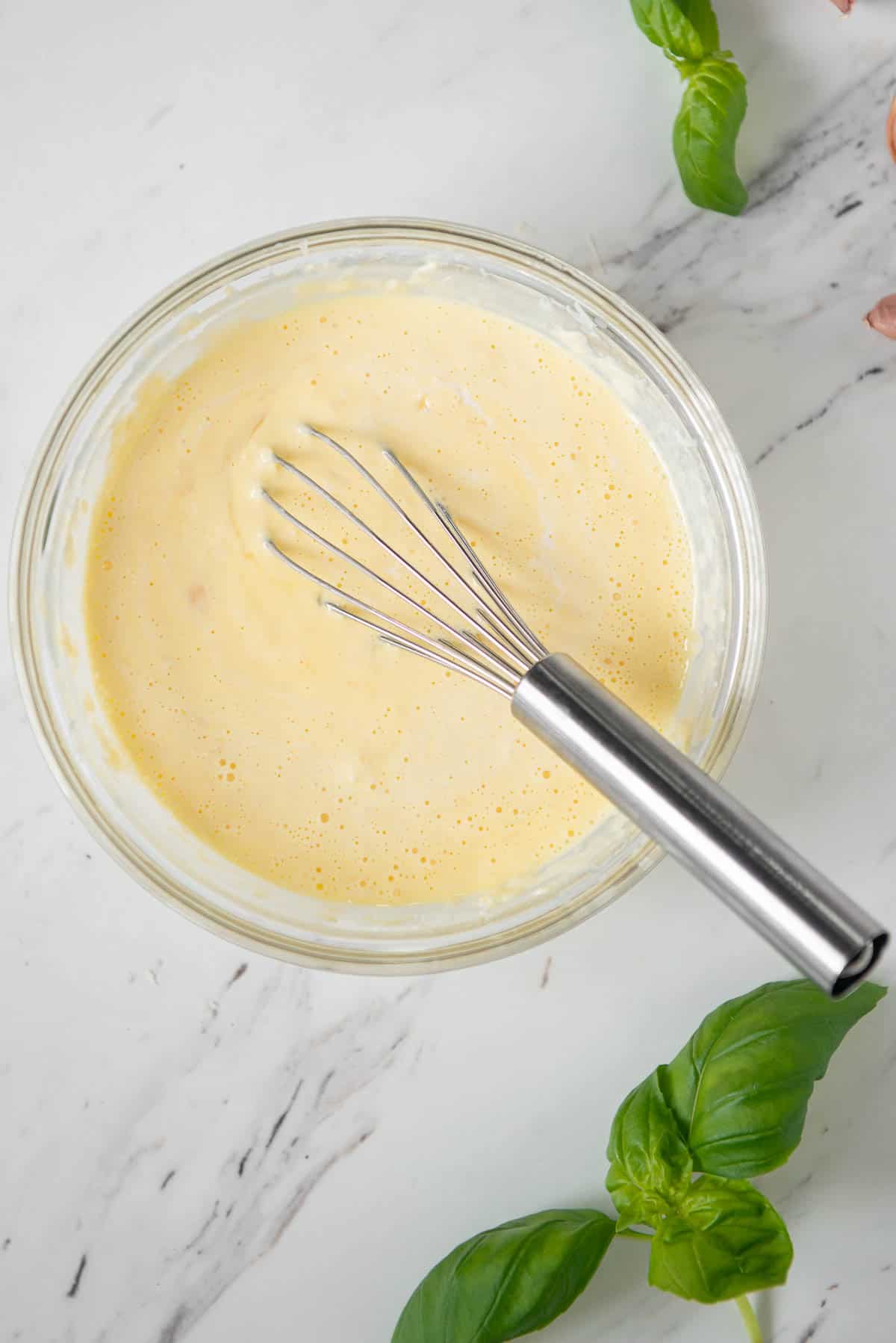 eggs, parmesan, and cream for carbonara sauce.