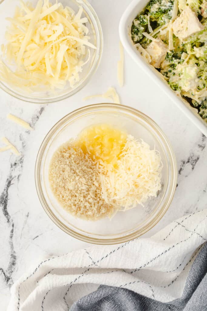 butter parmesan and bread crumbs in bowl