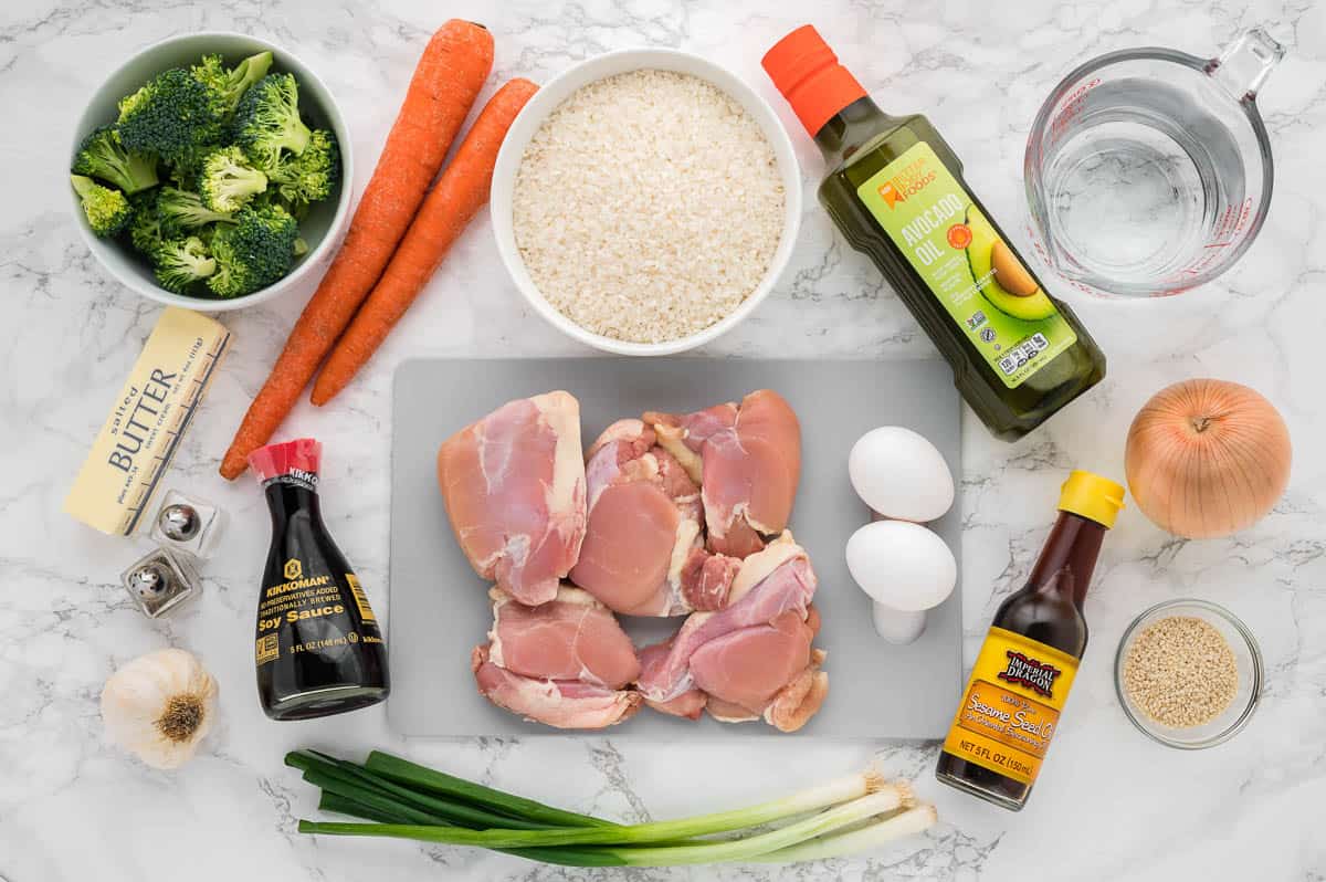 ingredients needed to make chicken fried rice