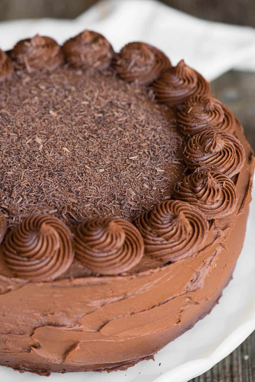 whole Cake with chocolate frosting swirls