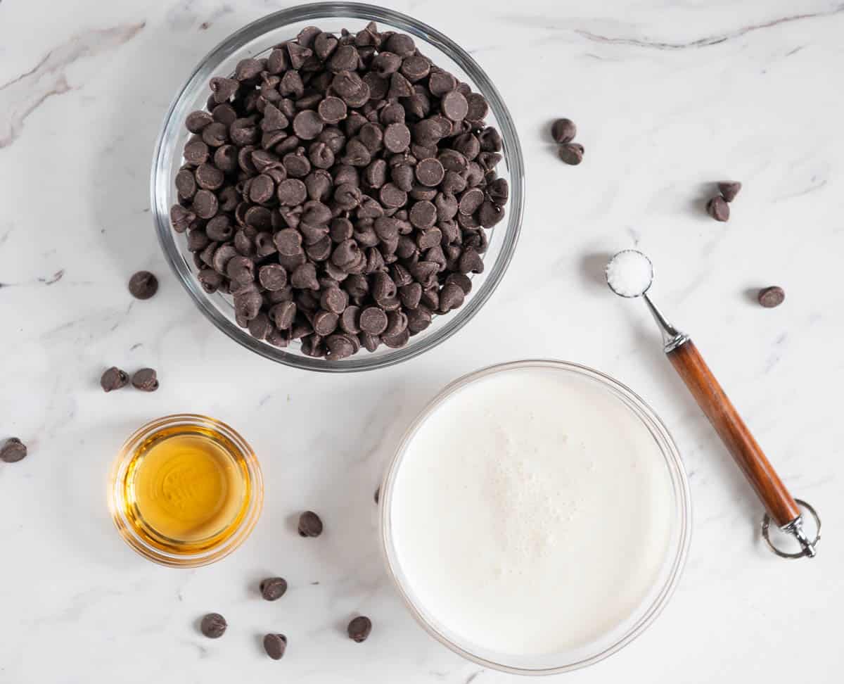 ingredients needed to make chocolate fondue.