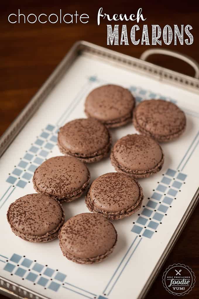 platter with 8 Chocolate French Macarons