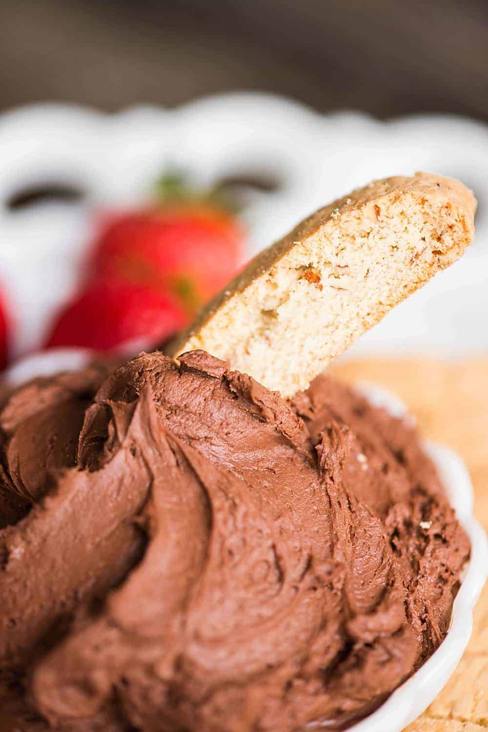 Fruit dip recipe with chocolate and biscotti