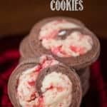 a stack of chocolate peppermint swirl cookies