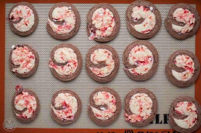 baked chocolate peppermint swirl cookies