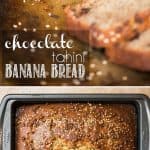 Chocolate Tahini Banana Bread combines chocolate and sesame with the sweet moistness of banana in this amazing quick bread for breakfast or a tasty snack!