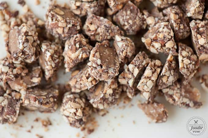 chopped up almond roca toffee