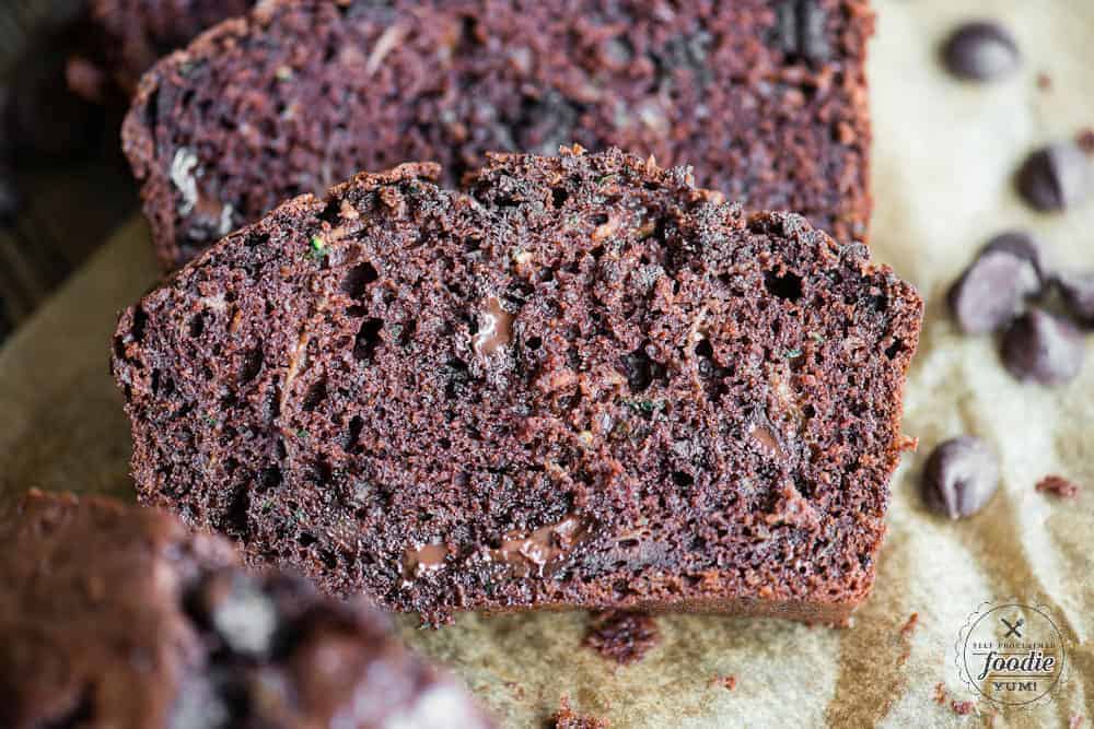 slice of chocolate zucchini bread