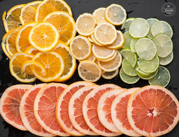 slices of orange, lemon, lime and grapefruit