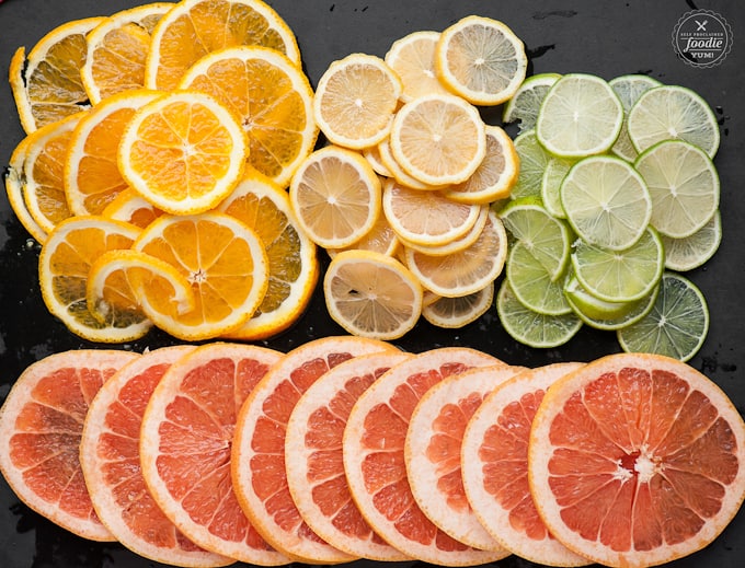 slices of orange, lemon, lime and grapefruit