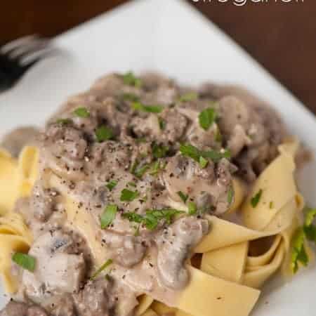 This Classic Beef Stroganoff with fresh mushrooms, beef sirloin steak, and egg noodles is the ultimate comfort food a family dinner time favorite!