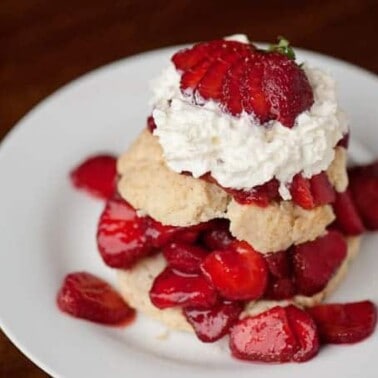 Classic Strawberry Shortcake, made with fresh strawberries, homemade biscuits, and whipped cream is the easiest and most perfect summer dessert!