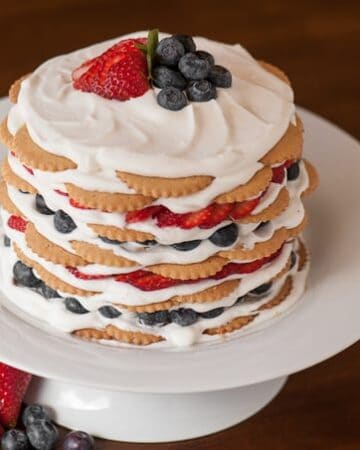 This red, white, and blue make ahead no bake Coconut Berry Icebox Cake is the perfect summer time dessert for a Memorial Day or Fourth of July potluck.