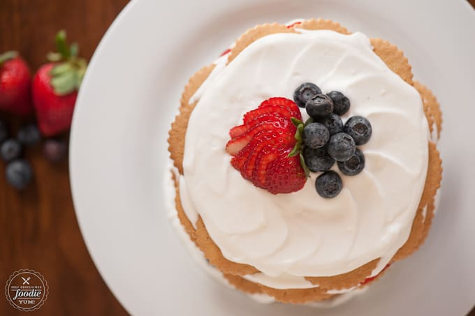 looking down at a coconut berry Icebox cake