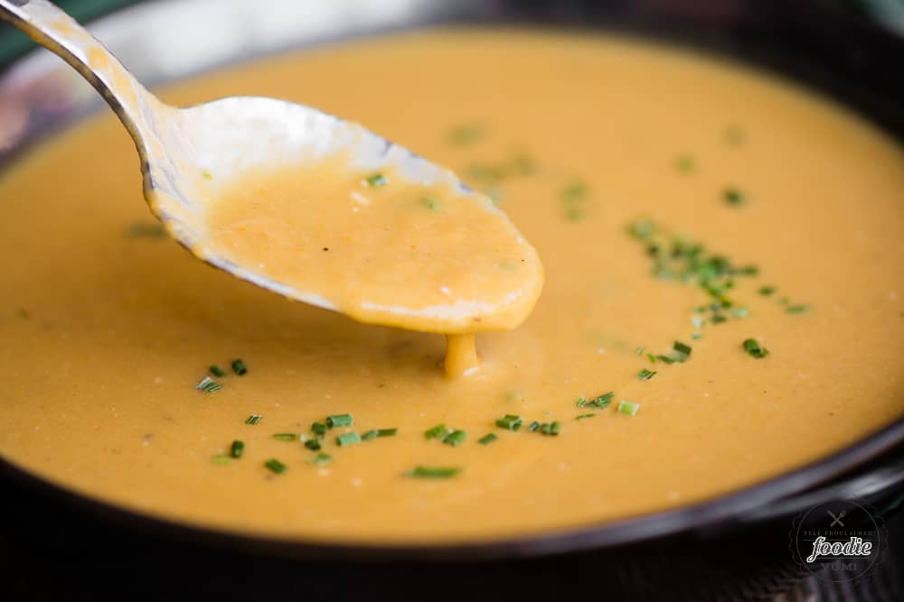spoonful of coconut curry leek soup