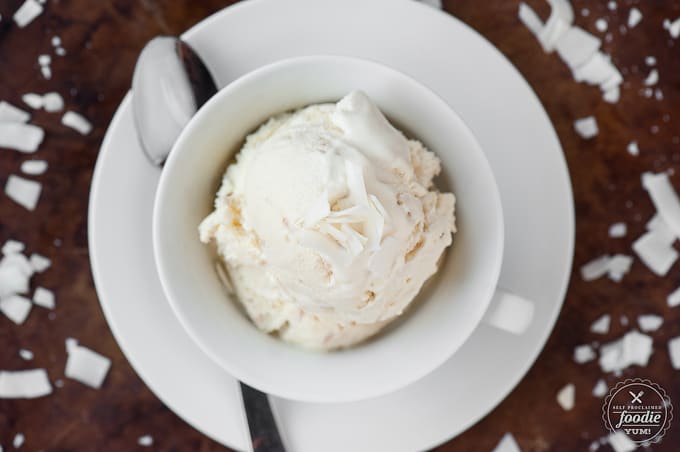 recipe for homemade Coconut Ice Creamwith toasted coconut