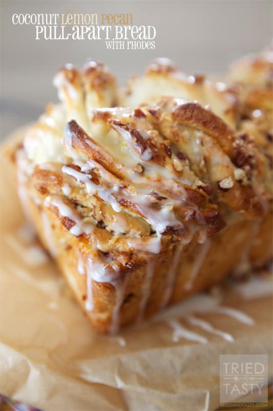 Coconut Lemon Pecan Pull Apart Bread