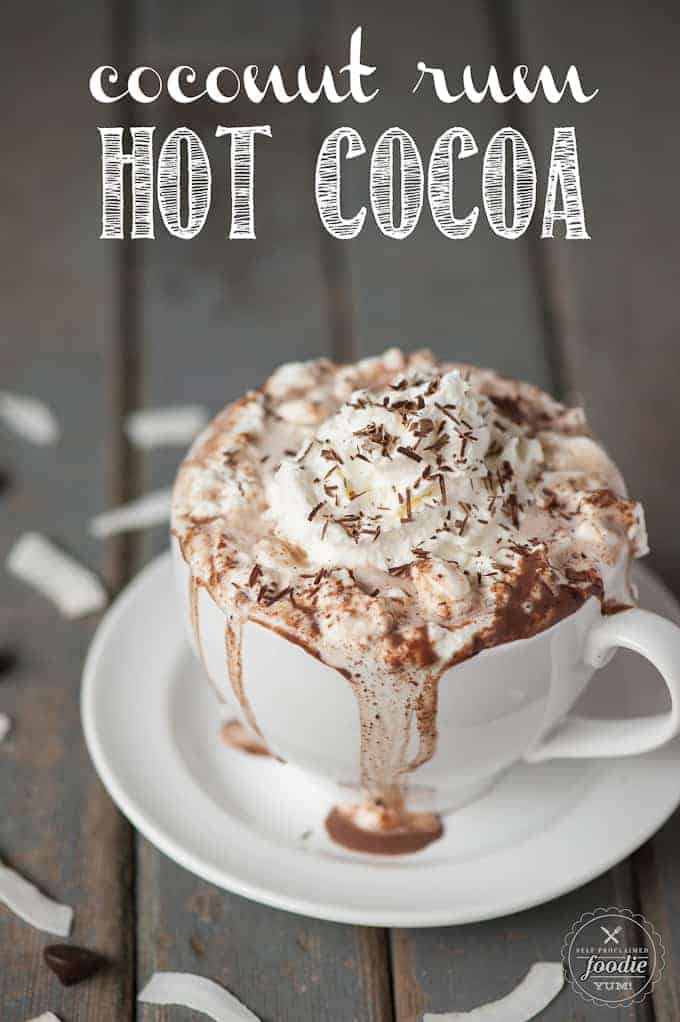 a cup of coconut rum hot cocoa