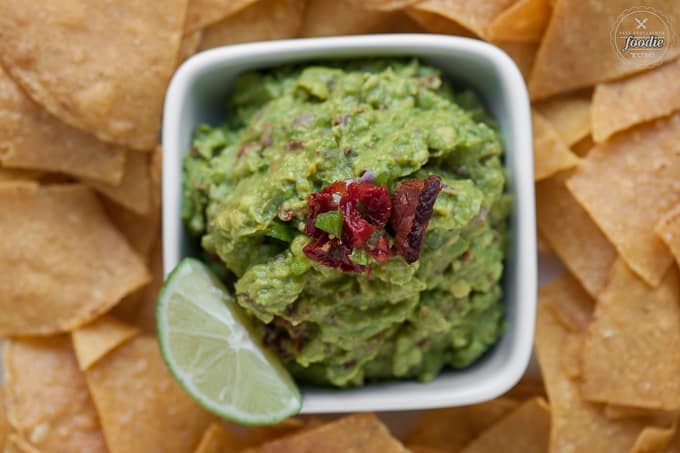 homemade guacamole with bacon