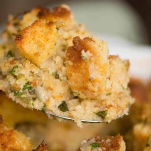 spoonful of homemade Cornbread Dressing