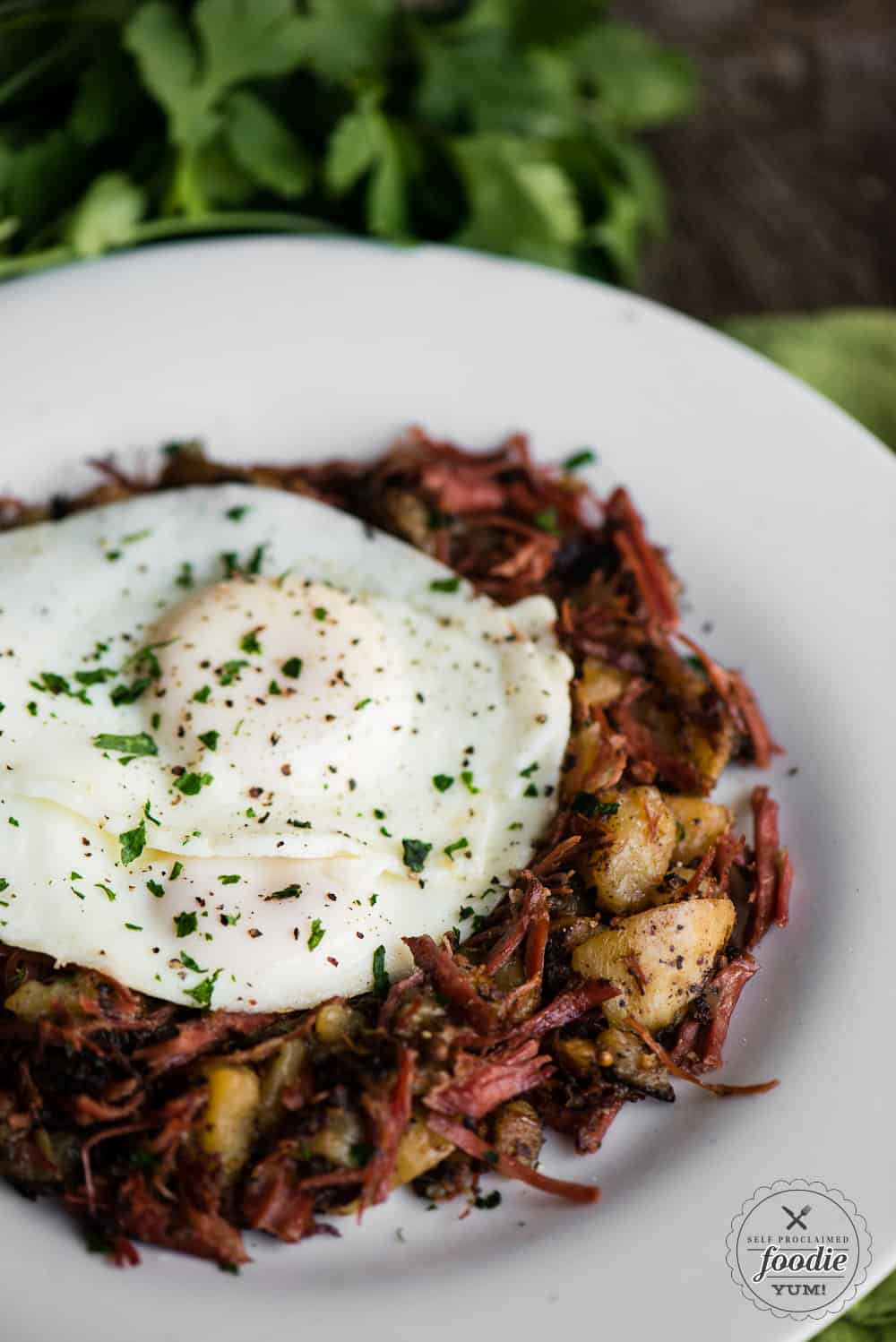 Corned Beef Hash with an egg on top