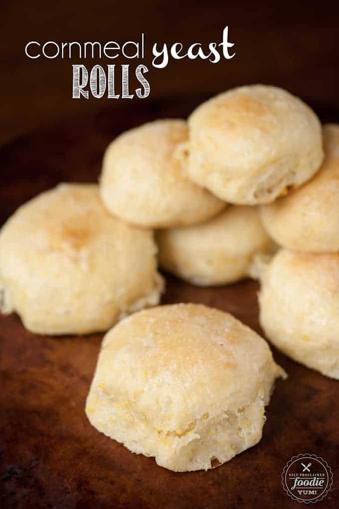 a stack of cornmeal yeast rolls