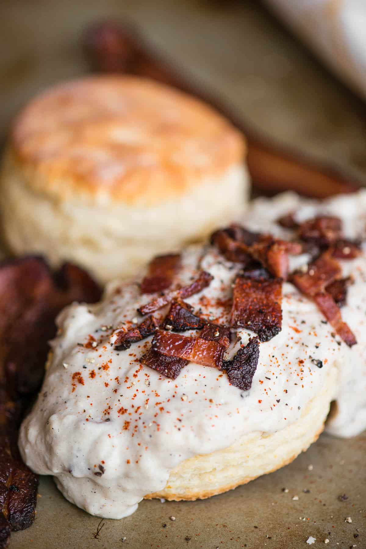 biscuits and bacon gravy.