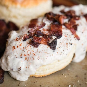 biscuits and bacon gravy.