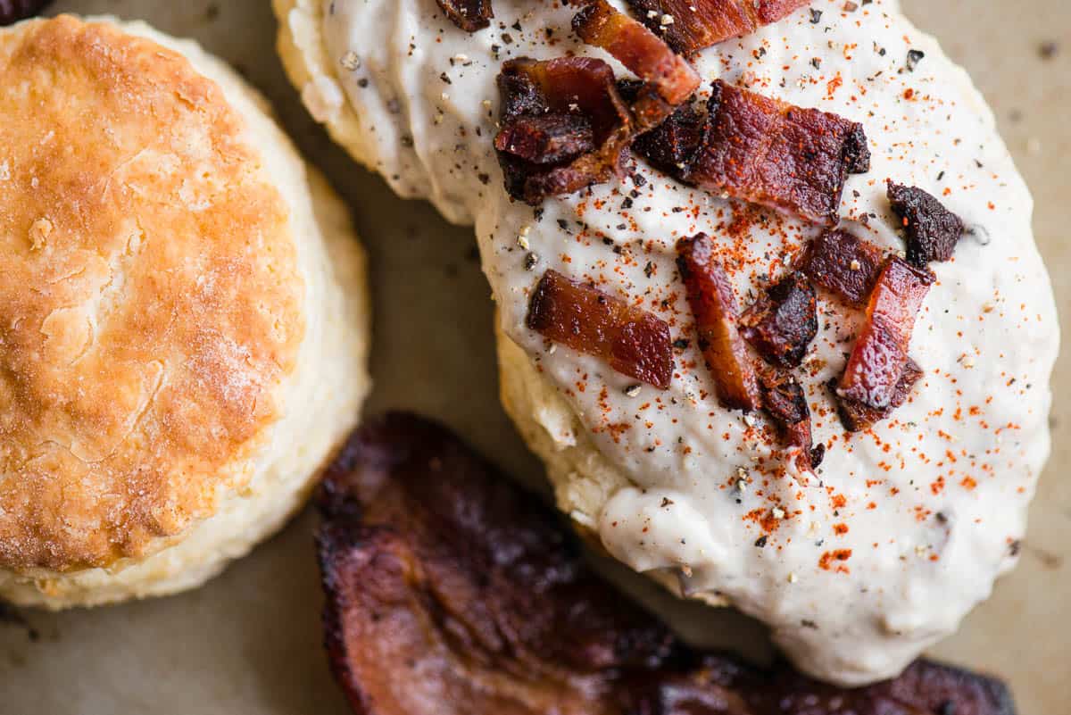 biscuits and bacon gravy.