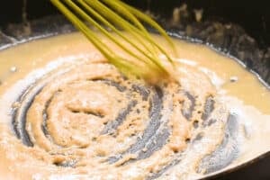 making a roux with bacon grease.