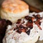Homemade biscuits and bacon gravy
