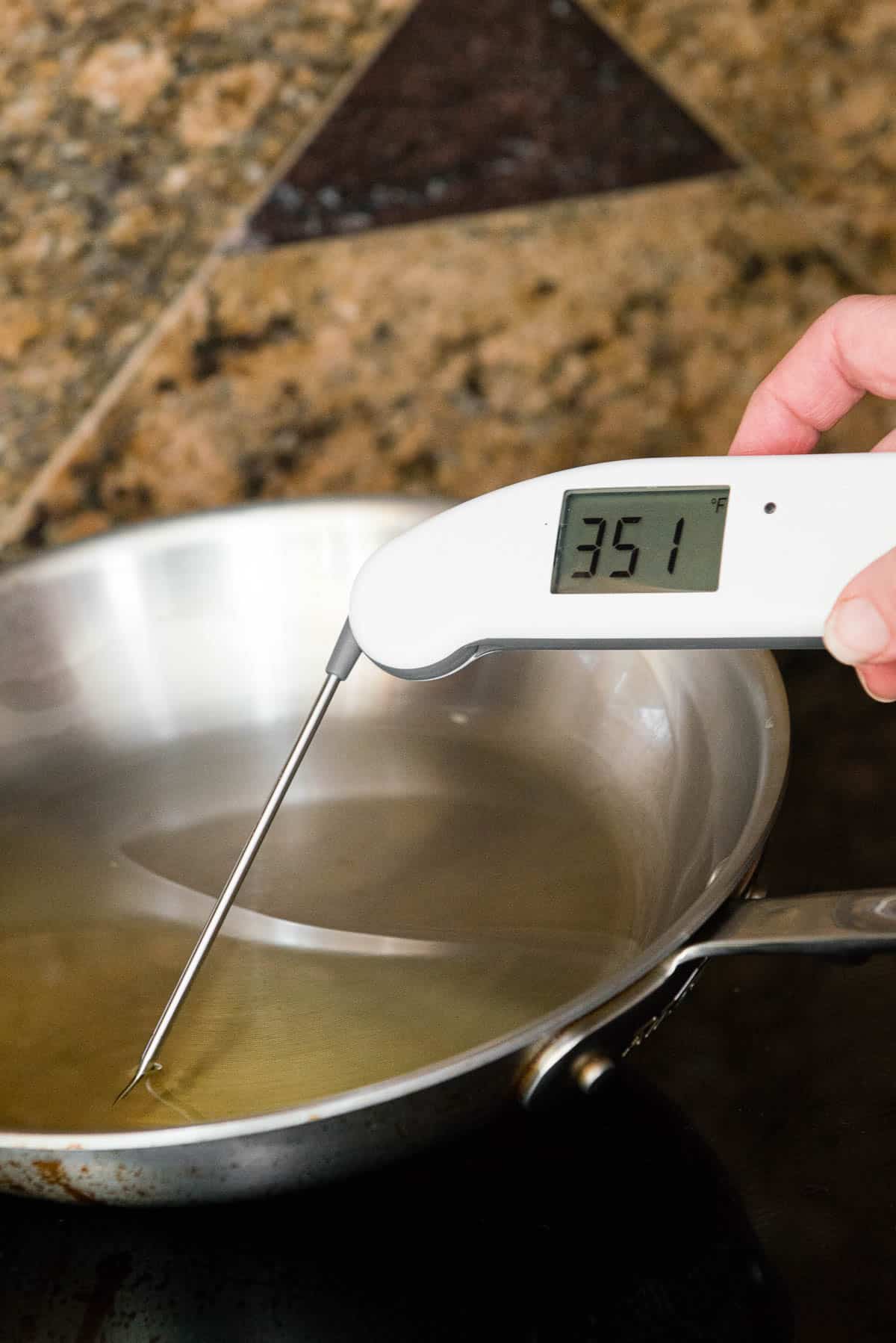 measuring oil temperature of 350°F