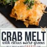 crab melt with citrus micro greens