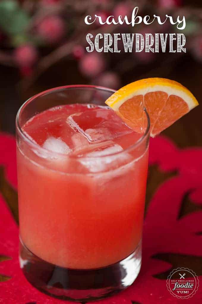 Cranberry Screwdriver with orange wedge