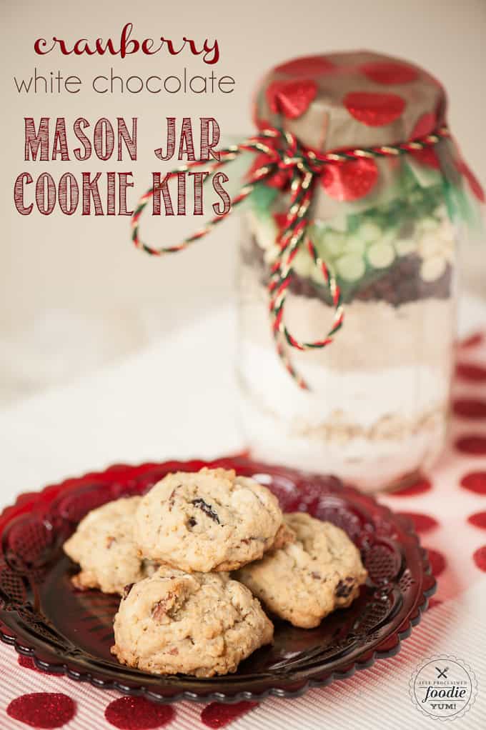 cookies with a jar of ingredients in the background