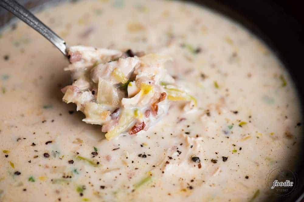spoonful of Chicken and wild rice soup
