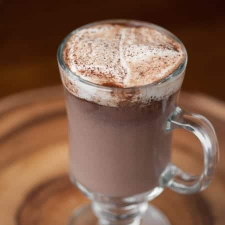 This Dark Chocolate Vanilla Bean Hot Cocoa is a rich and decadent holiday treat and tastes amazing when topped with a homemade peppermint marshmallow.