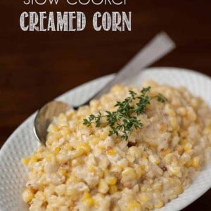 Creamed corn on white dish