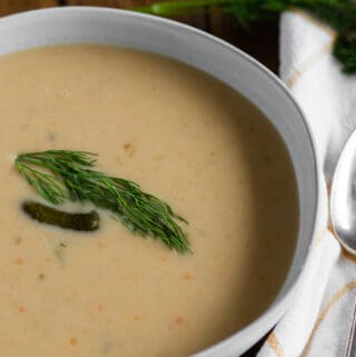 bowl of dill pickle soup