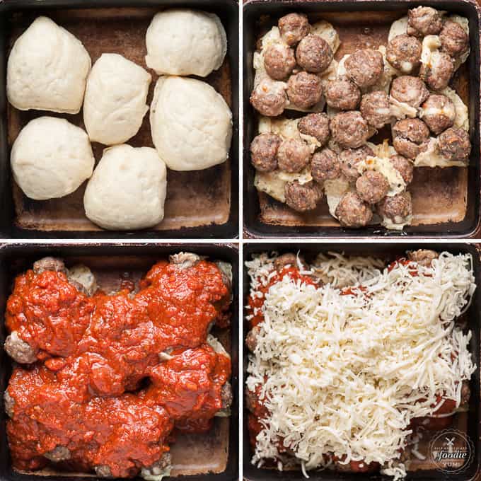 step by step photos of how to make stuffed meatball slider sandwiches