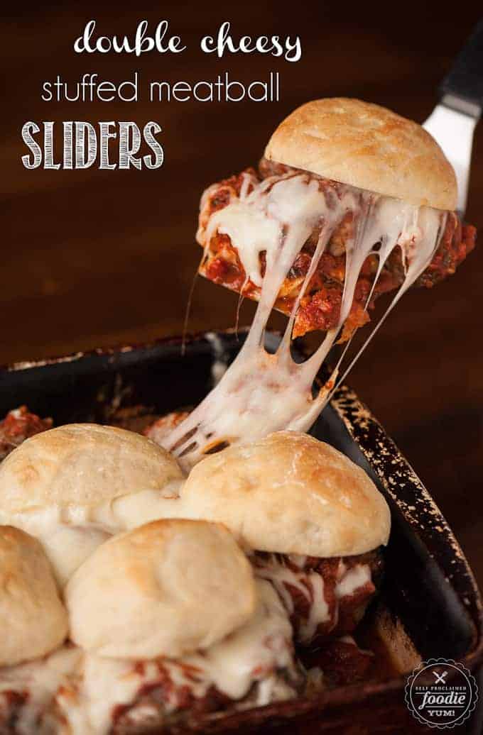stuffed meatball slider with sauce and cheese