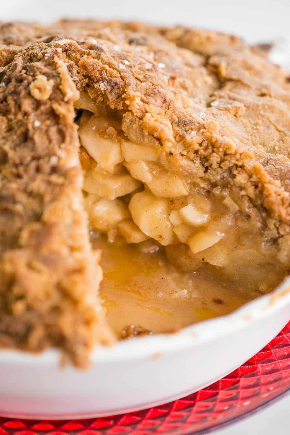 Dutch Apple Pie with slice taken out