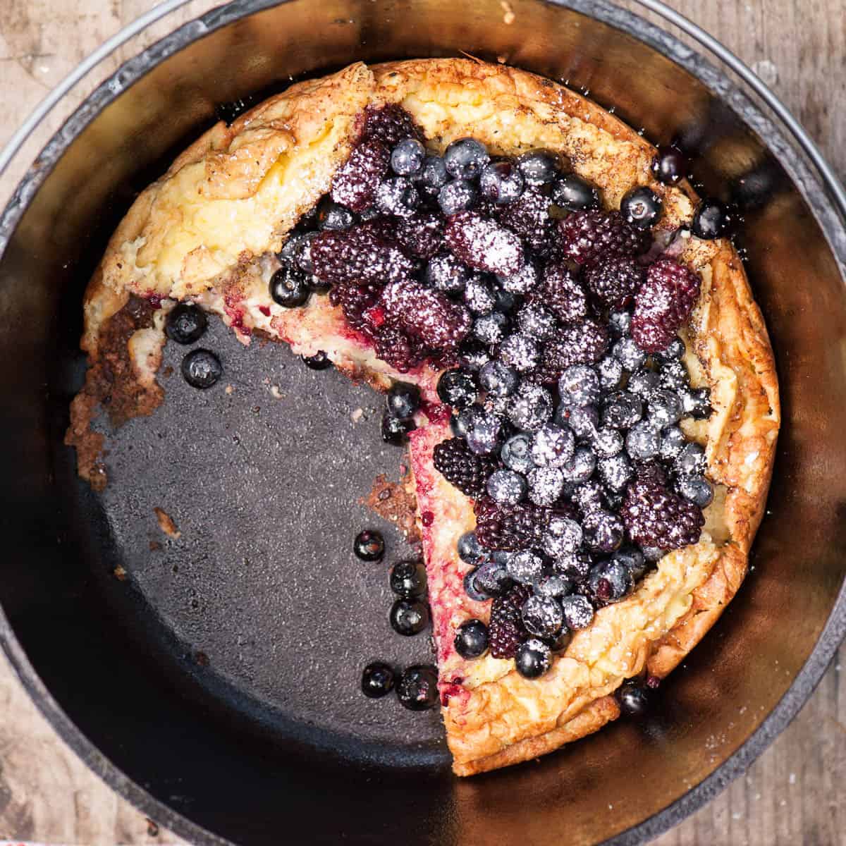 Dutch Oven Dutch Baby {Camping Recipe} - Self Proclaimed Foodie