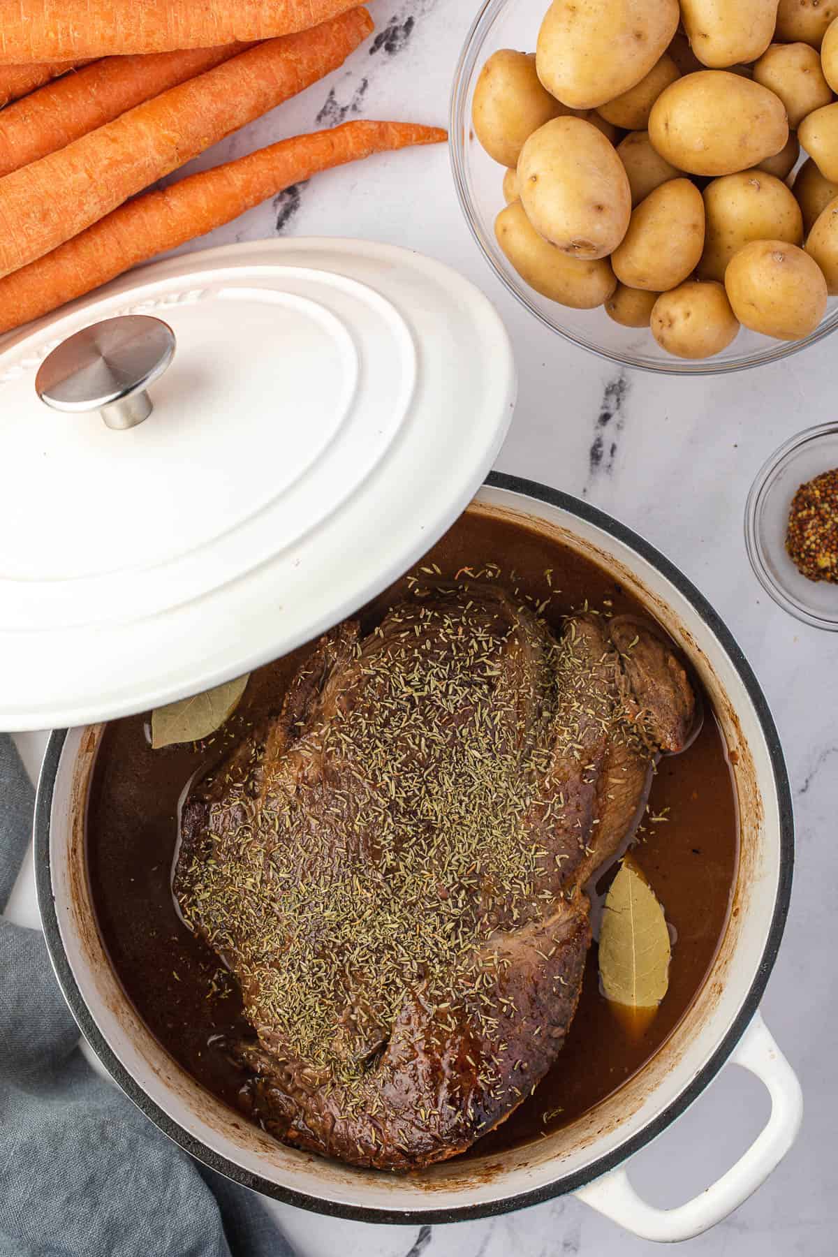 making Dutch Oven Pot Roast