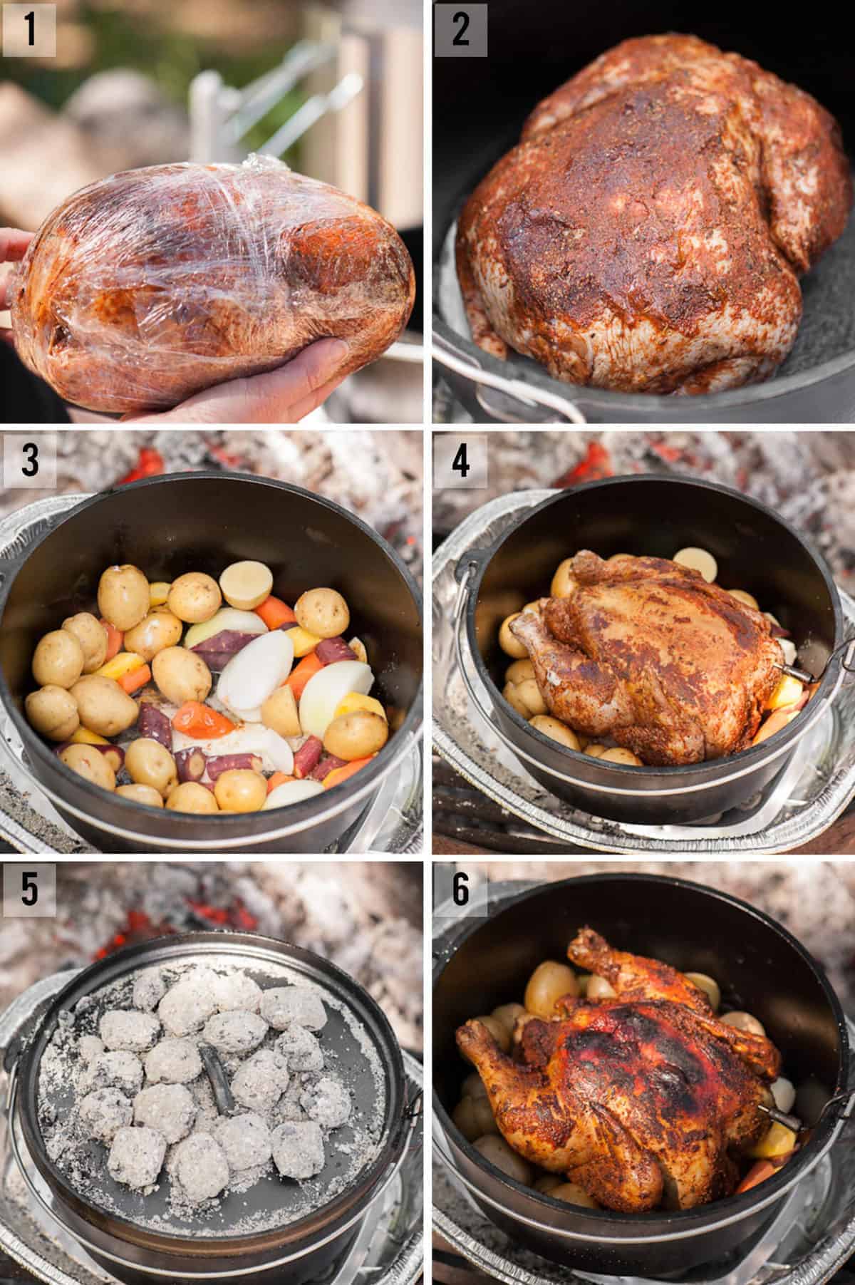 camping dutch oven roast chicken recipe step by step photos