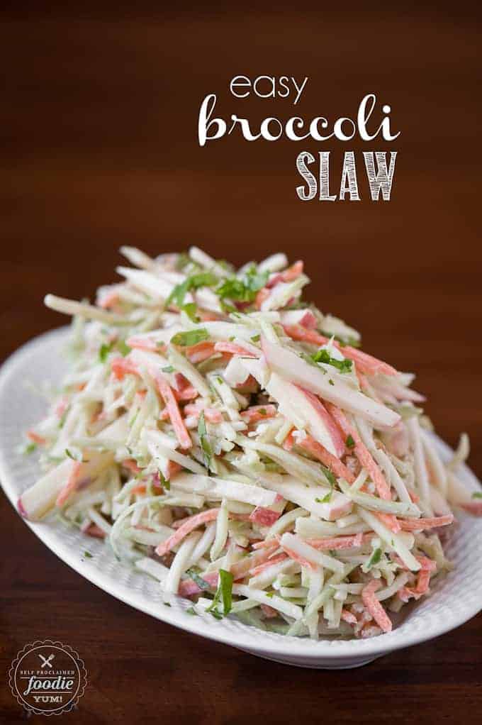 broccoli and apple coleslaw on plate