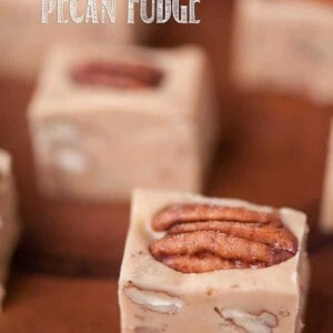 a close up of a brown butter pecan fudge bite