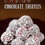 a pile of easy candy cane chocolate truffles