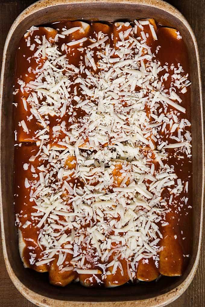 precooked beef enchiladas covered in red sauce